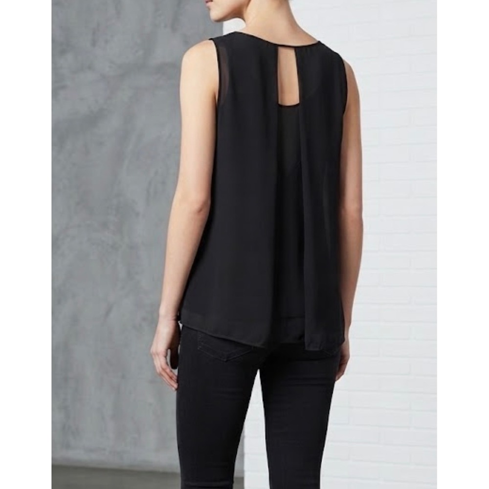 Kenneth Cole New York Black Layered Chiffon Tank Top